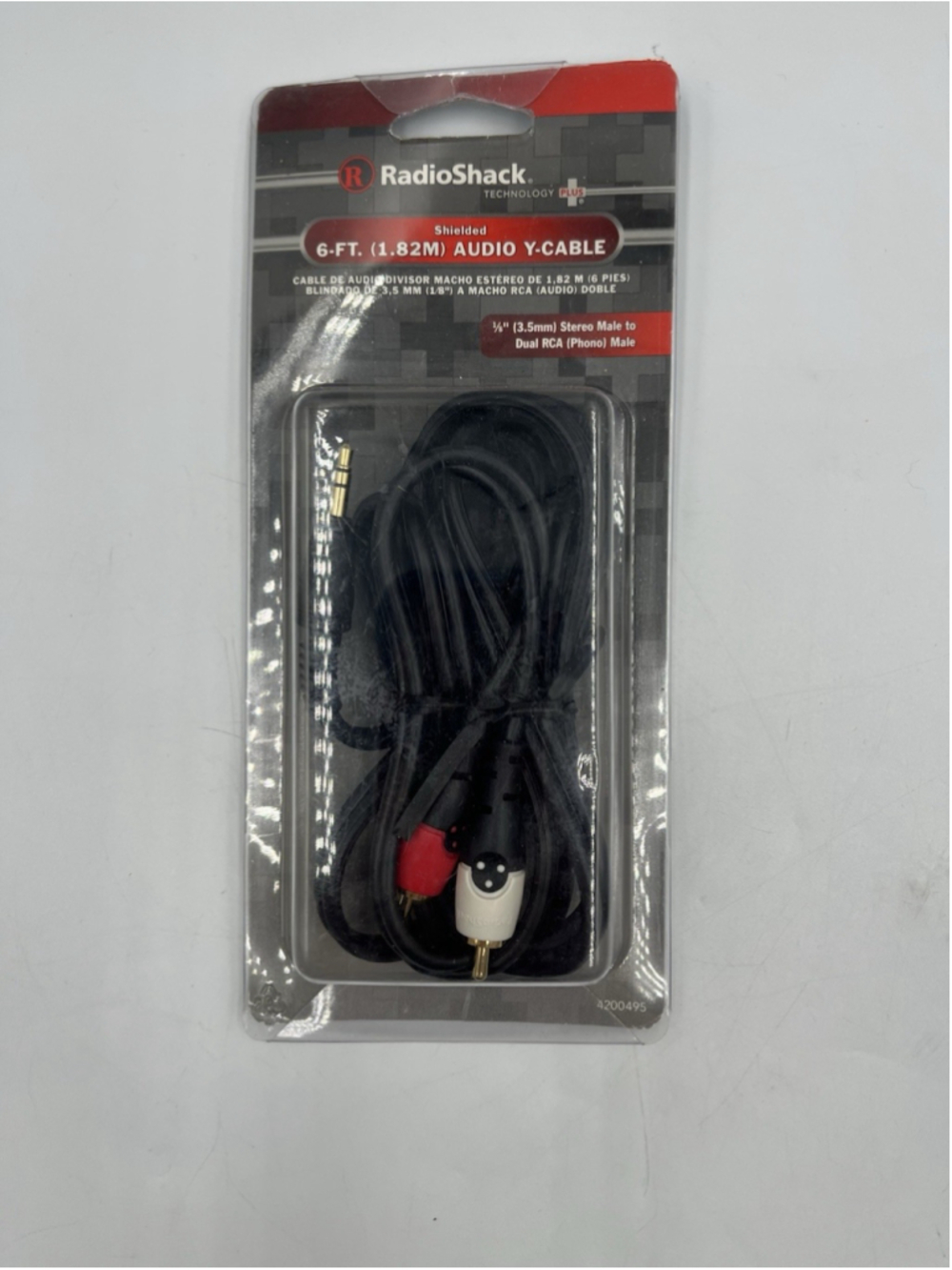 New RADIO SHACK shielded 6-Ft (1.82m) Gold-plated Audio Y-Cable 1/8" male VTG